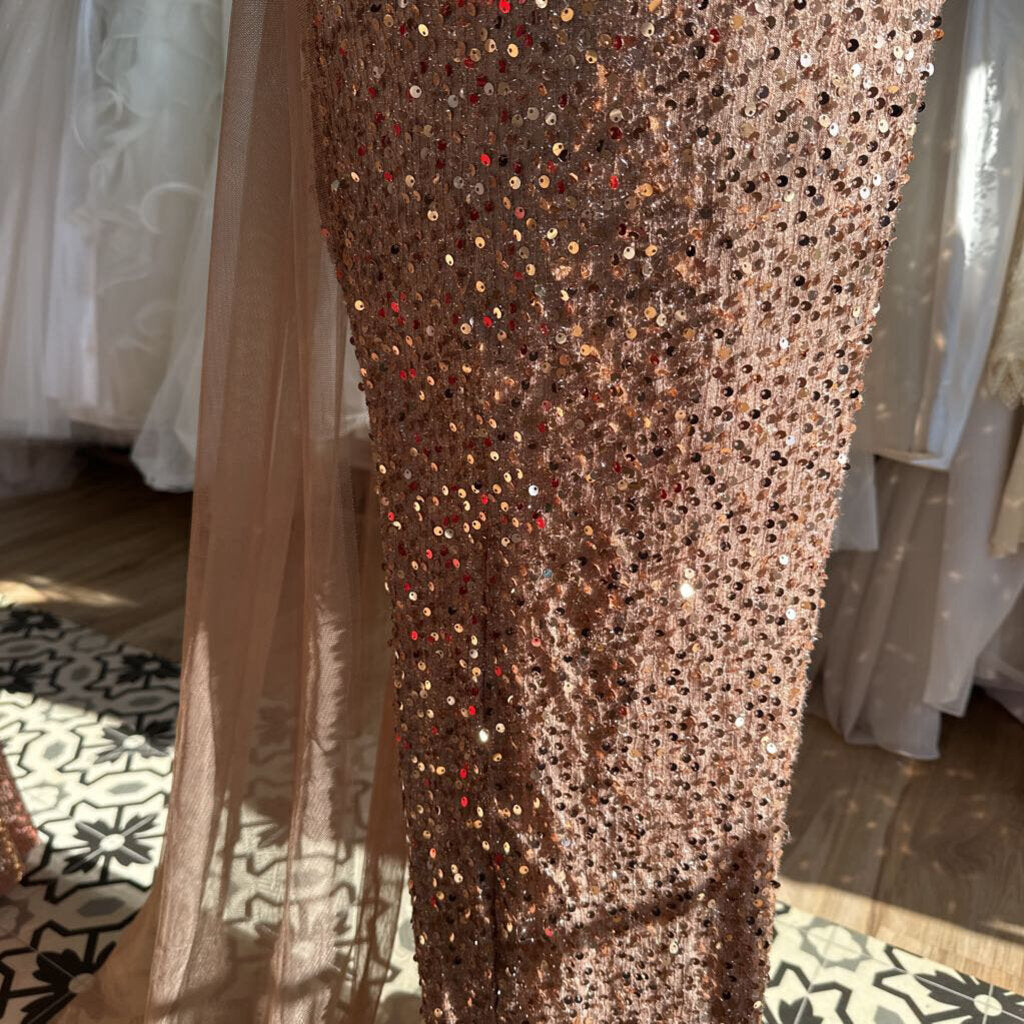 Gold Sequin Long Formal Medium