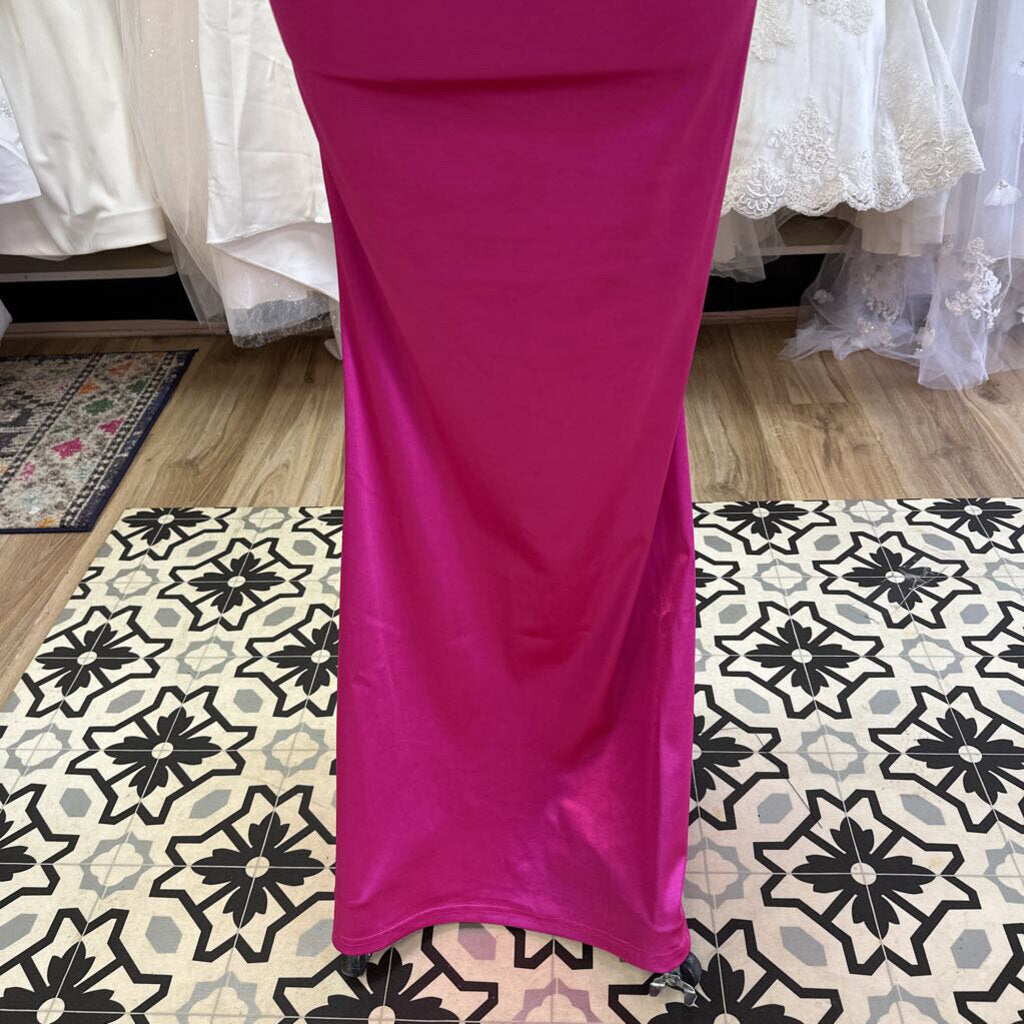 Hot Pink Silky Long Formal Medium