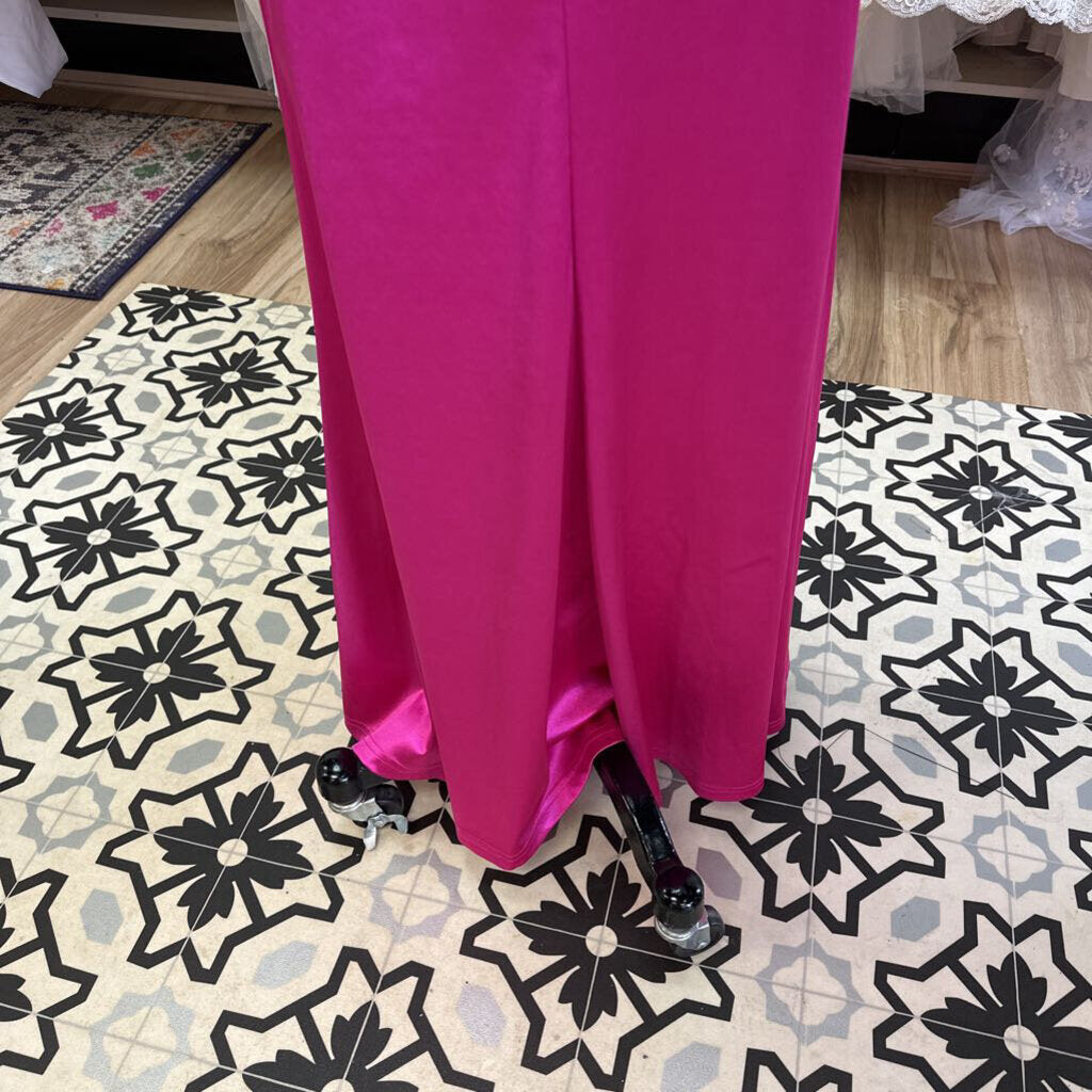 Hot Pink Silky Long Formal Medium