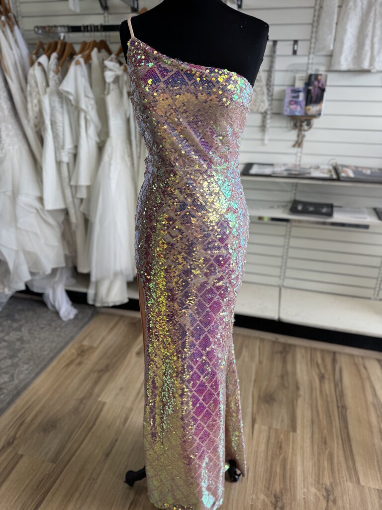 Blush Iridescent Sequin Long Formal Medium