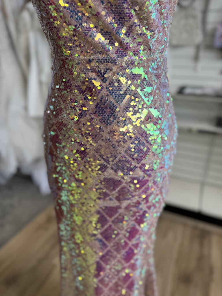 Blush Iridescent Sequin Long Formal Medium