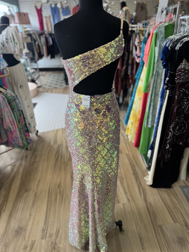 Blush Iridescent Sequin Long Formal Medium