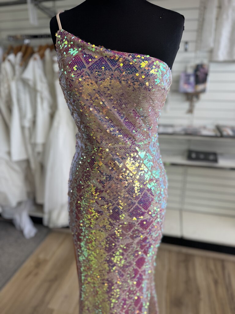 Blush Iridescent Sequin Long Formal Medium
