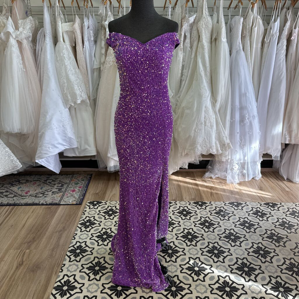 Purple Sequin Long Formal Medium