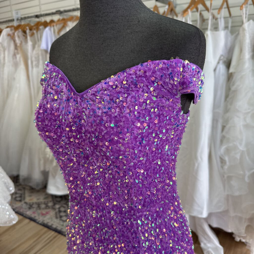 Purple Sequin Long Formal Medium