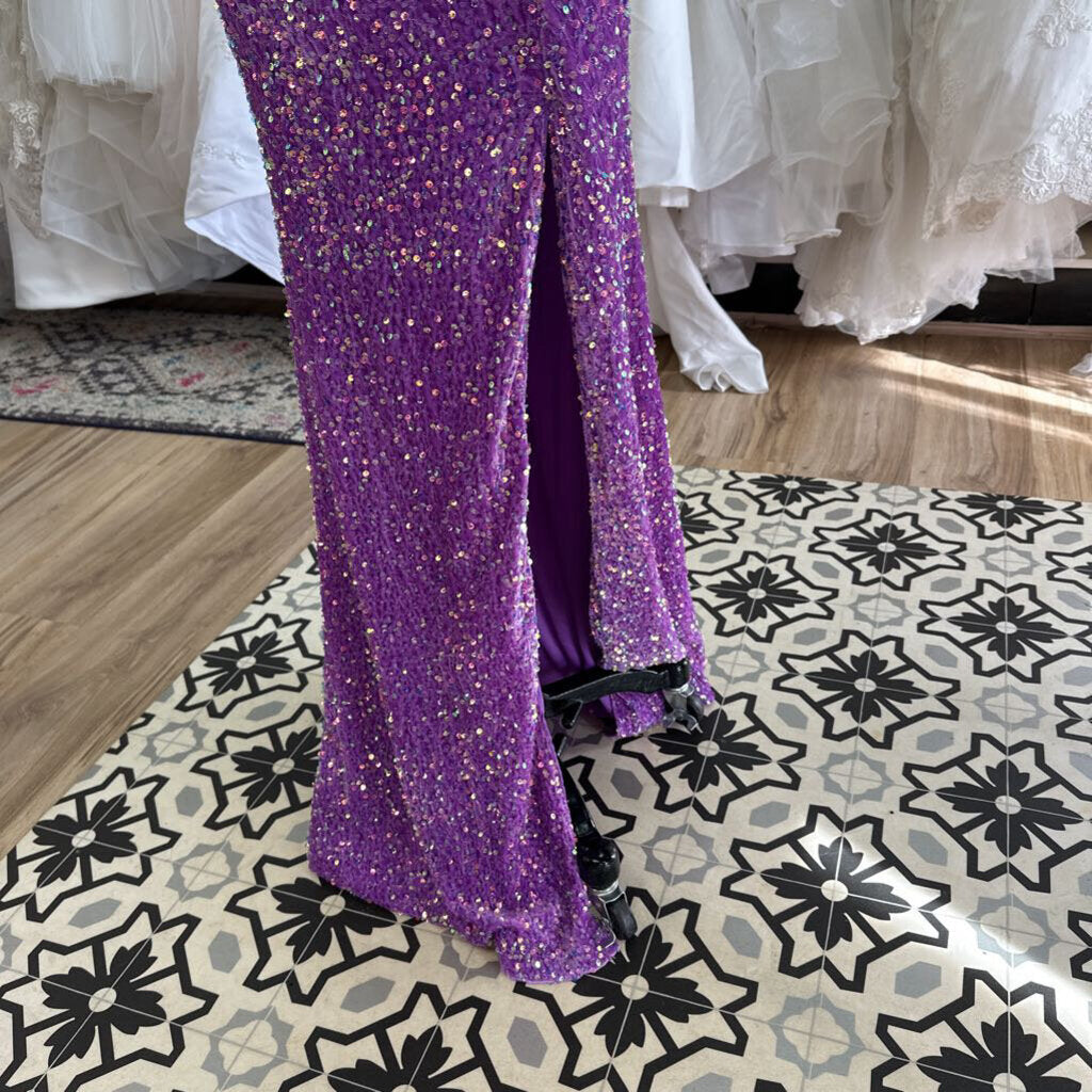 Purple Sequin Long Formal Medium