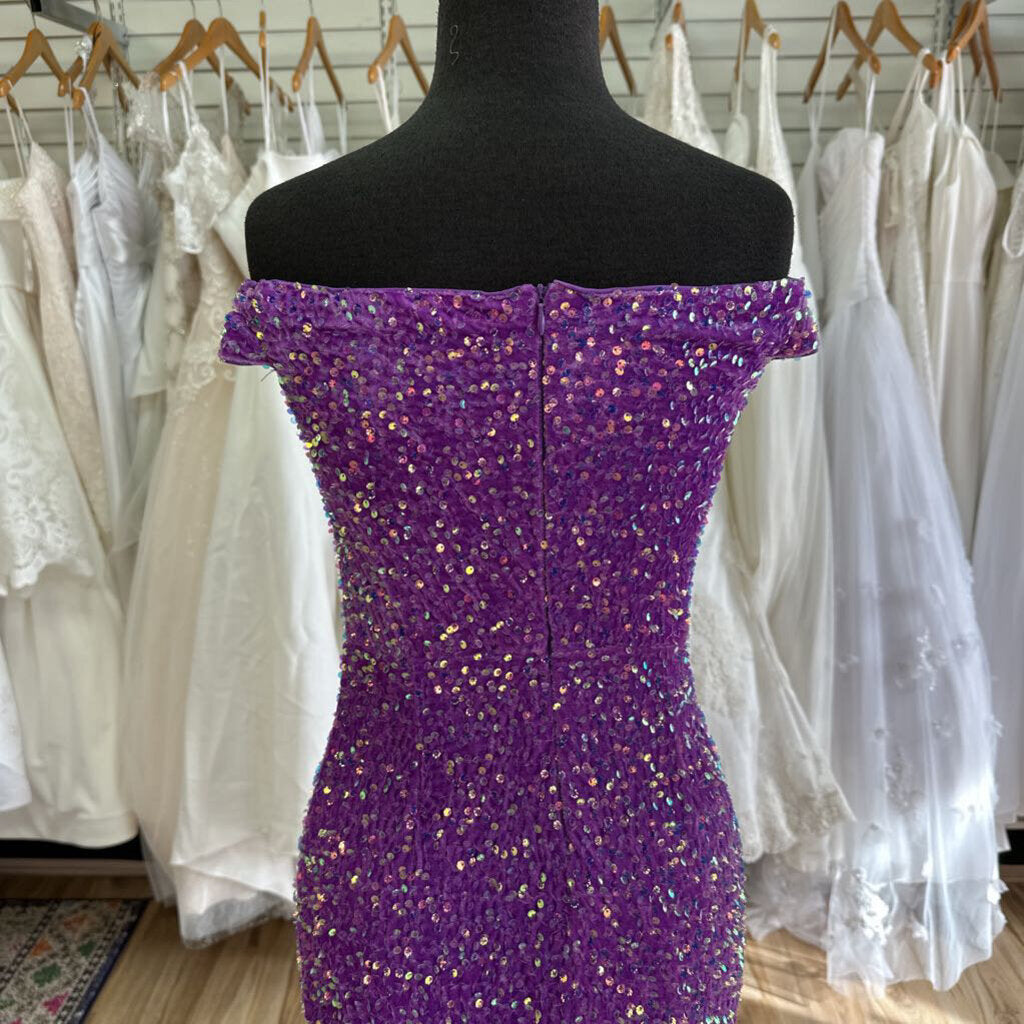 Purple Sequin Long Formal Medium