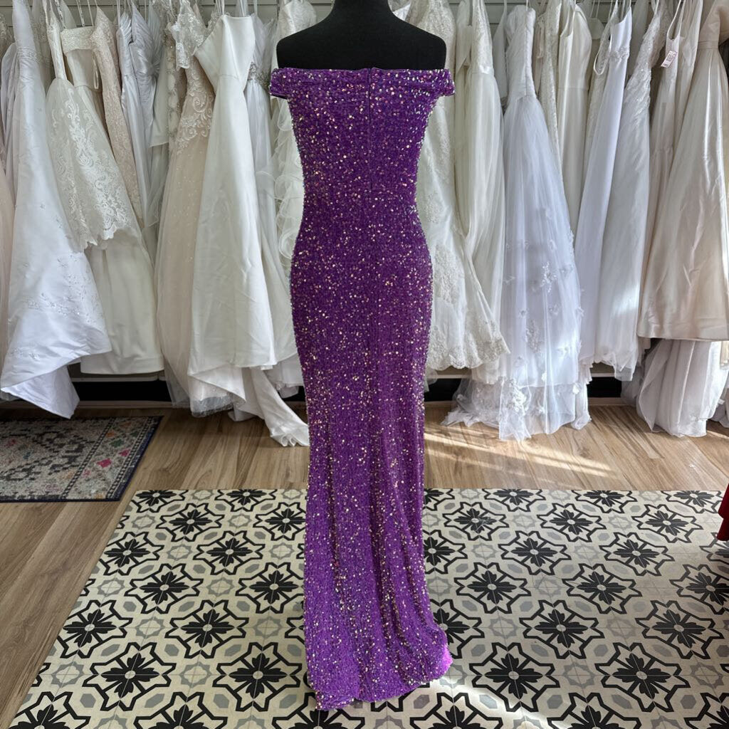 Purple Sequin Long Formal Medium