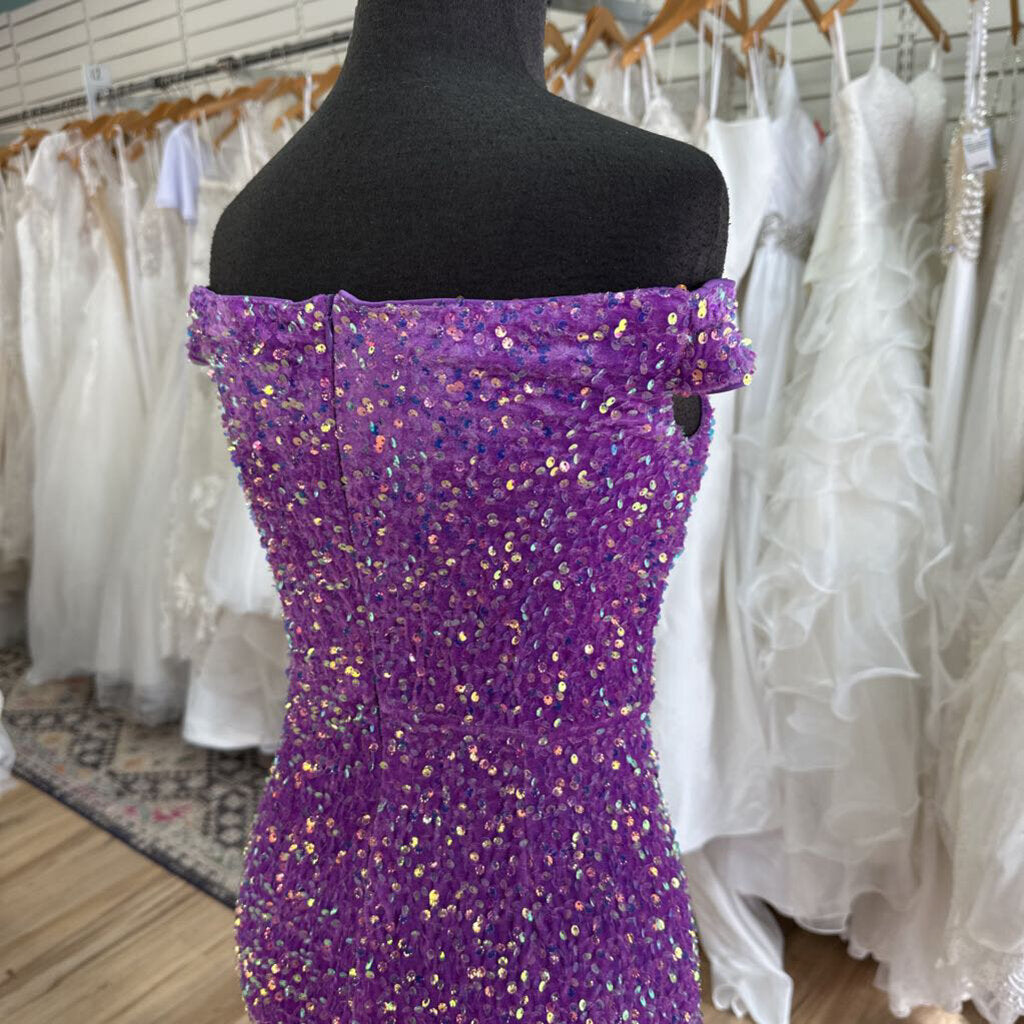 Purple Sequin Long Formal Medium