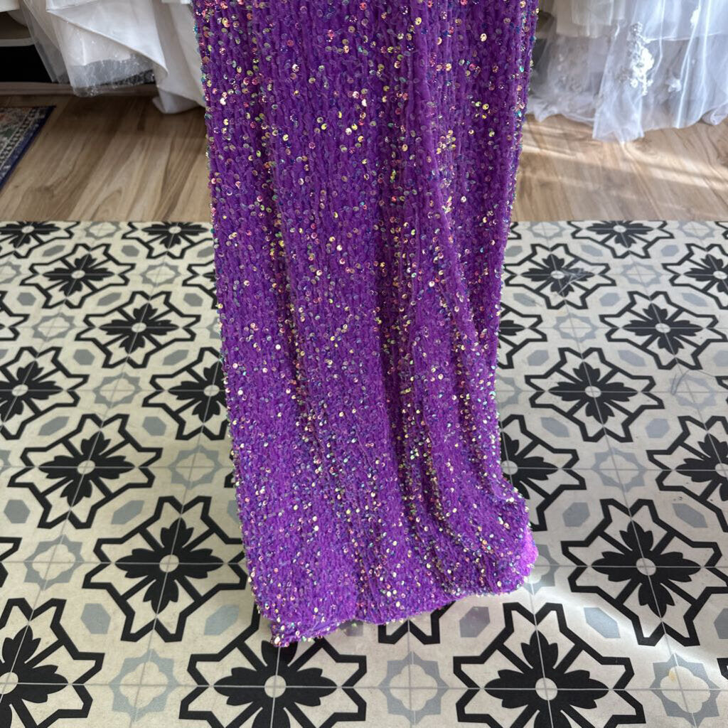 Purple Sequin Long Formal Medium