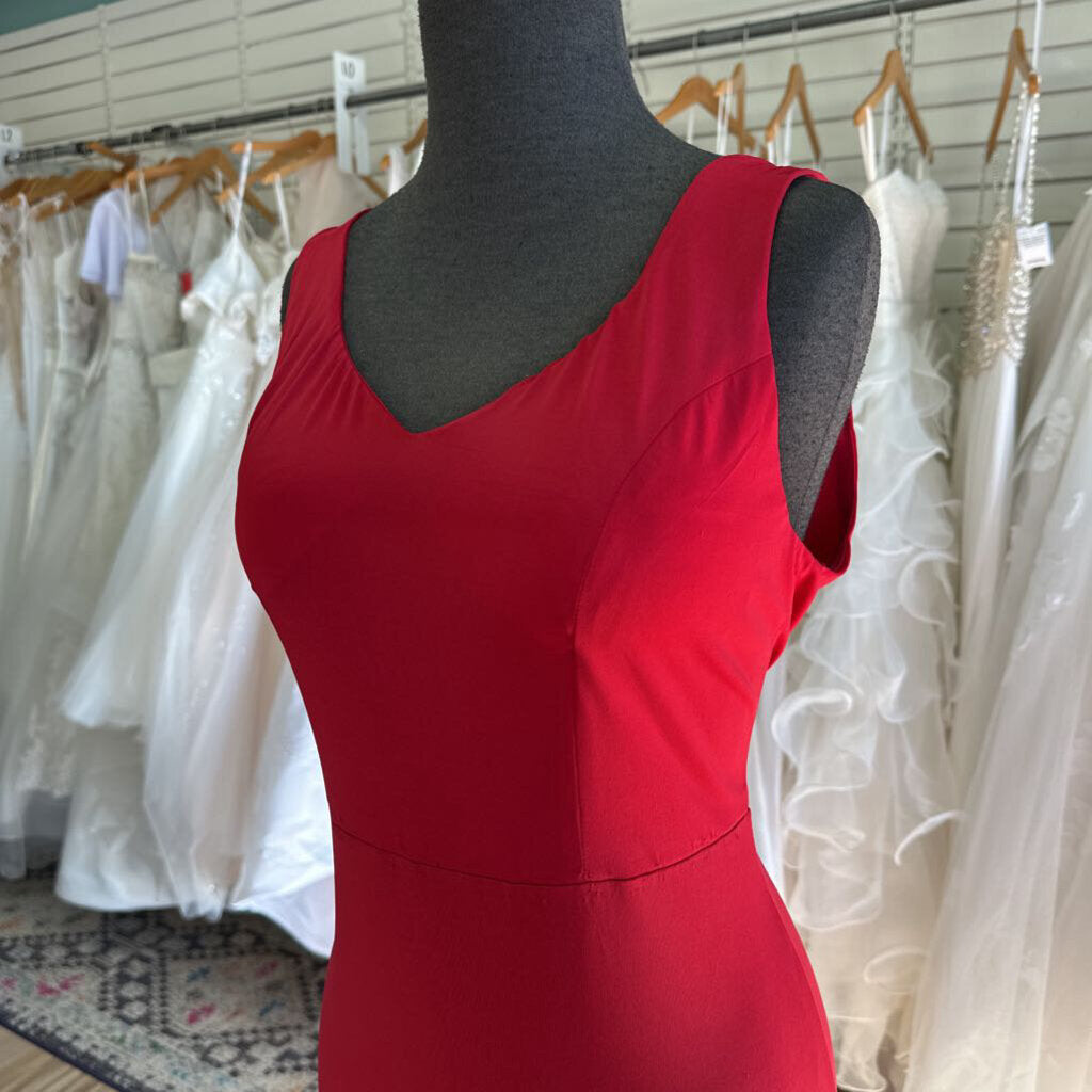 Red Fitted Long Formal Medium