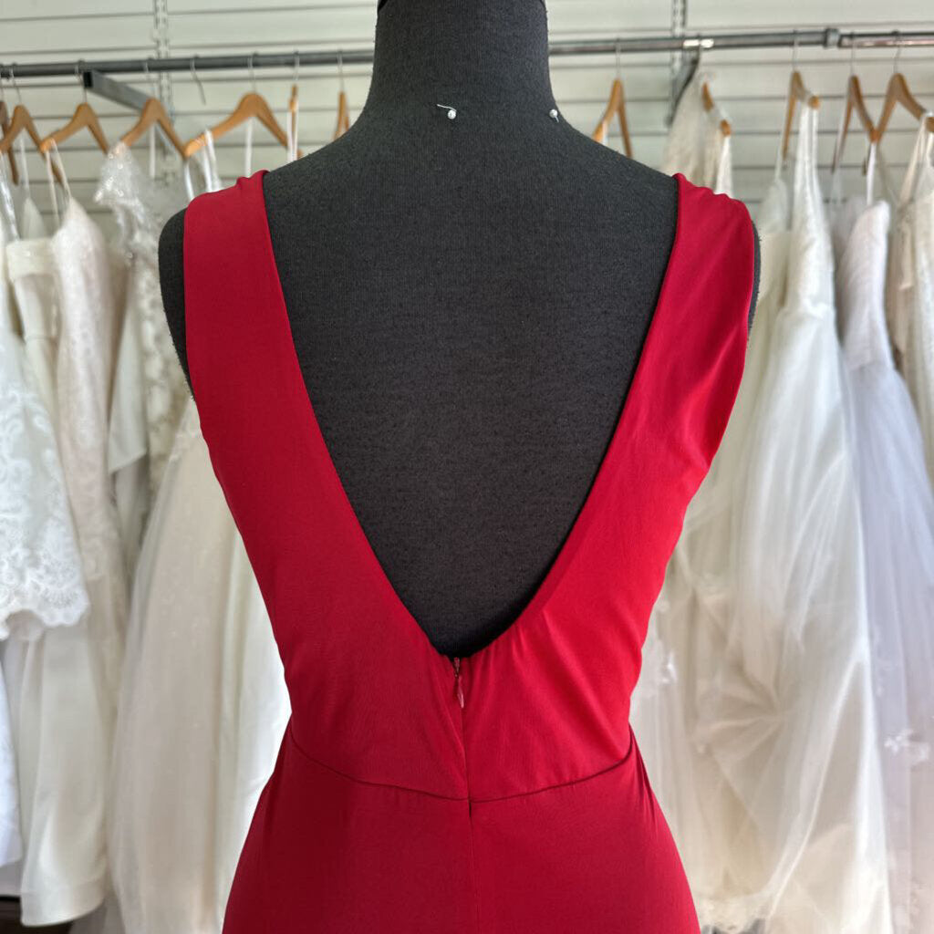 Red Fitted Long Formal Medium