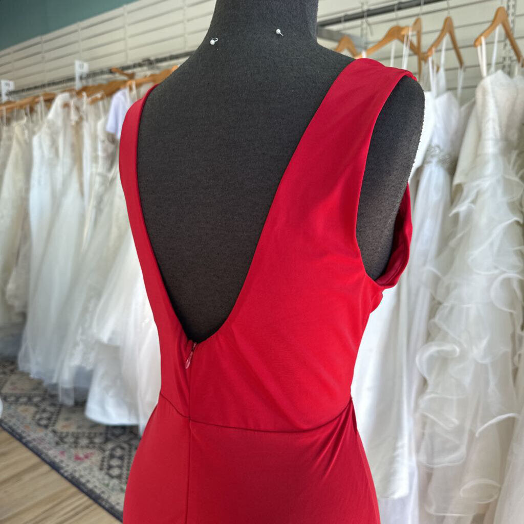 Red Fitted Long Formal Medium