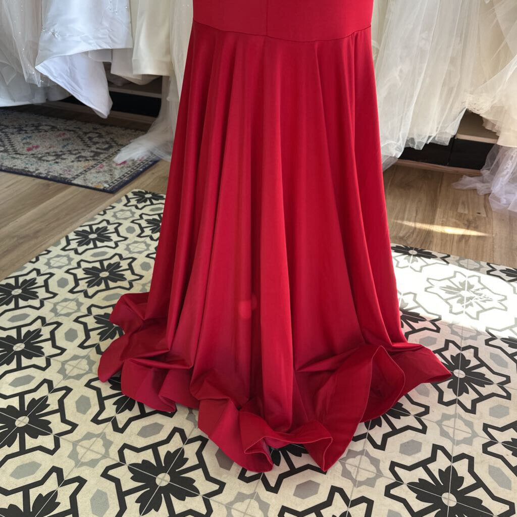 Red Fitted Long Formal Medium