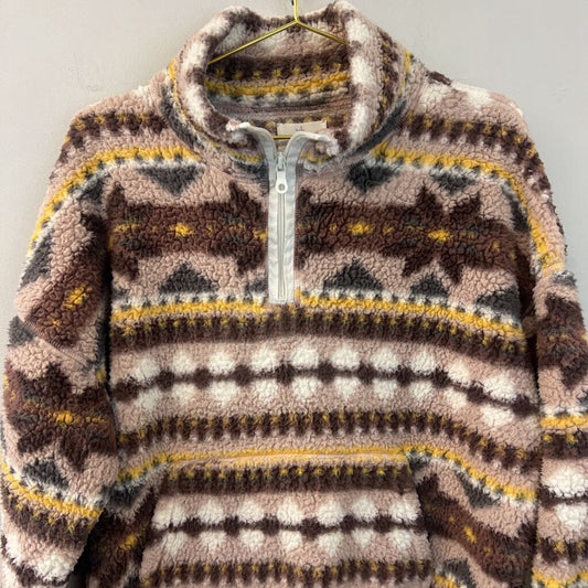 Offline by Aerie Brown/ Yellow Print Fleece Pullover Large