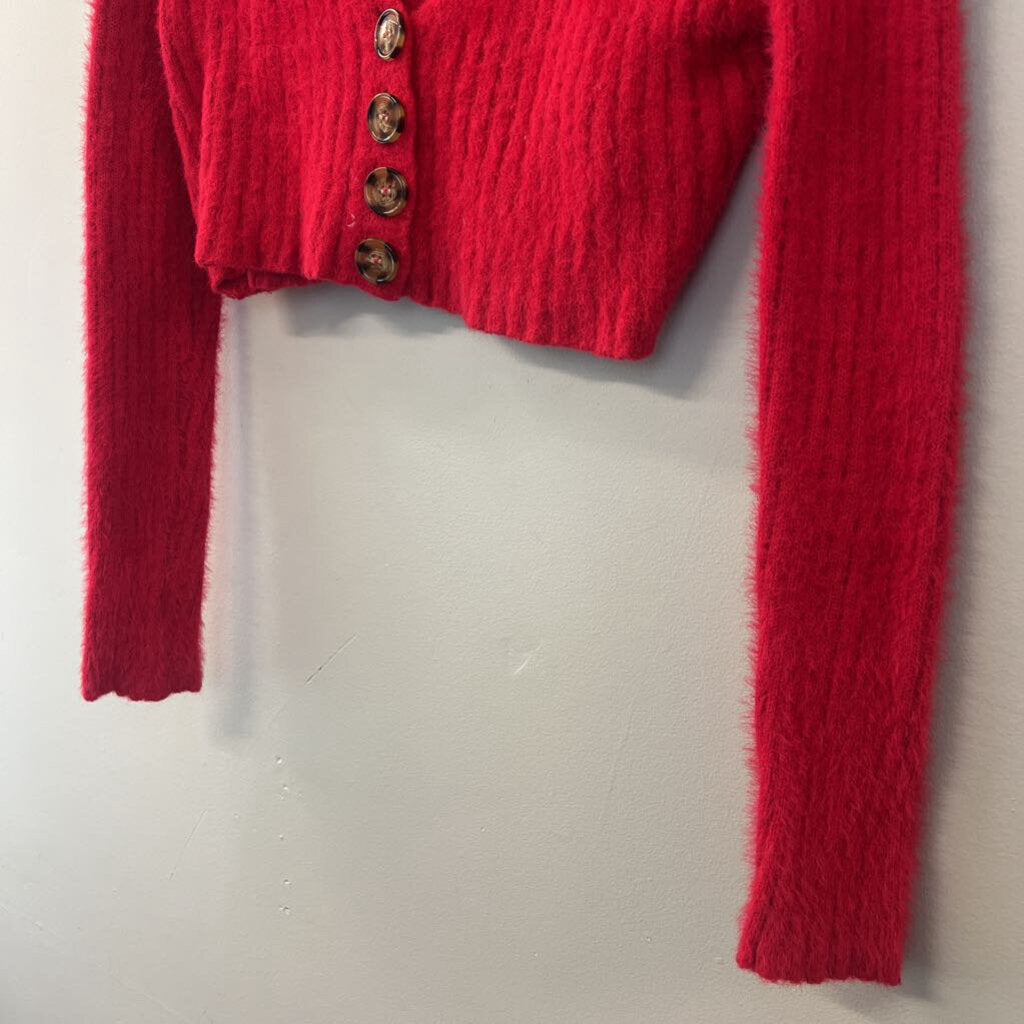 Urban Outfitters Red Cropped Cardigan Sweater Small