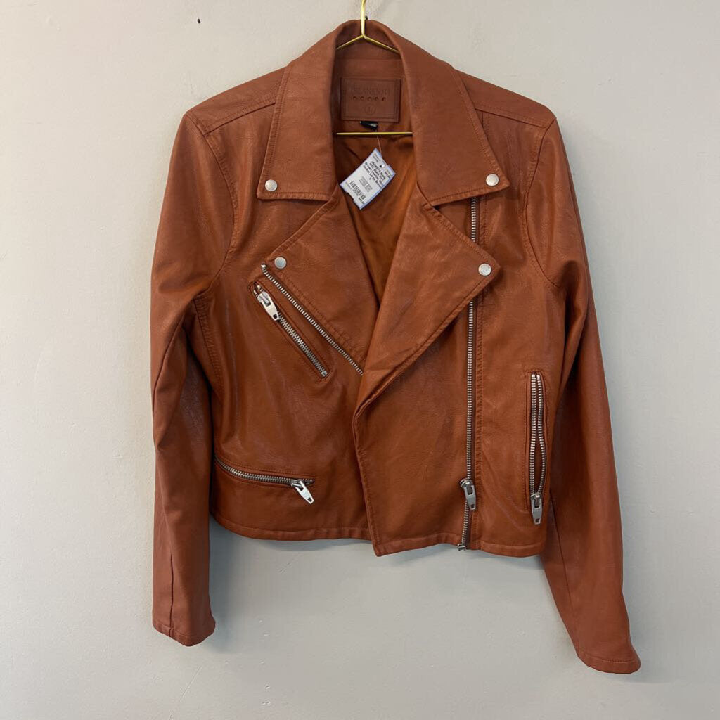 Blank NYC Brown Leather Moto Jacket Large