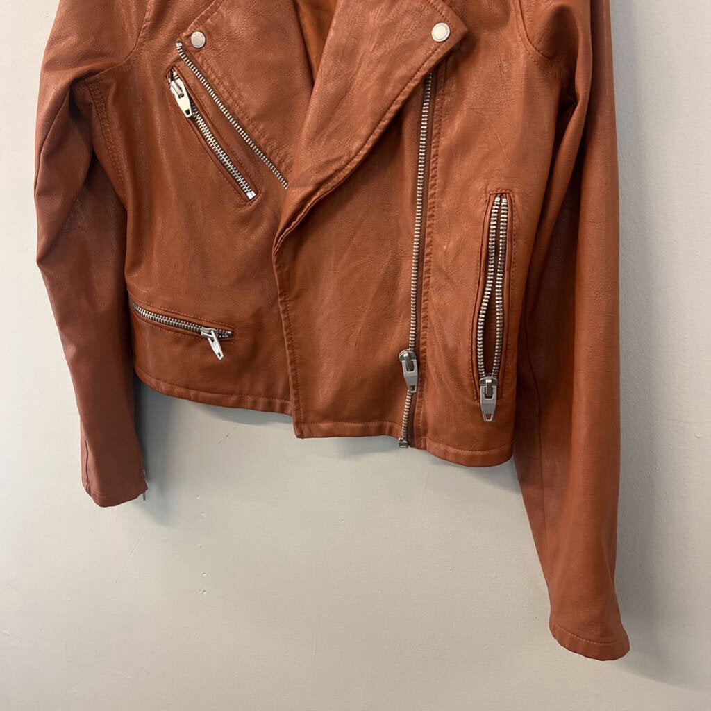 Blank NYC Brown Leather Moto Jacket Large