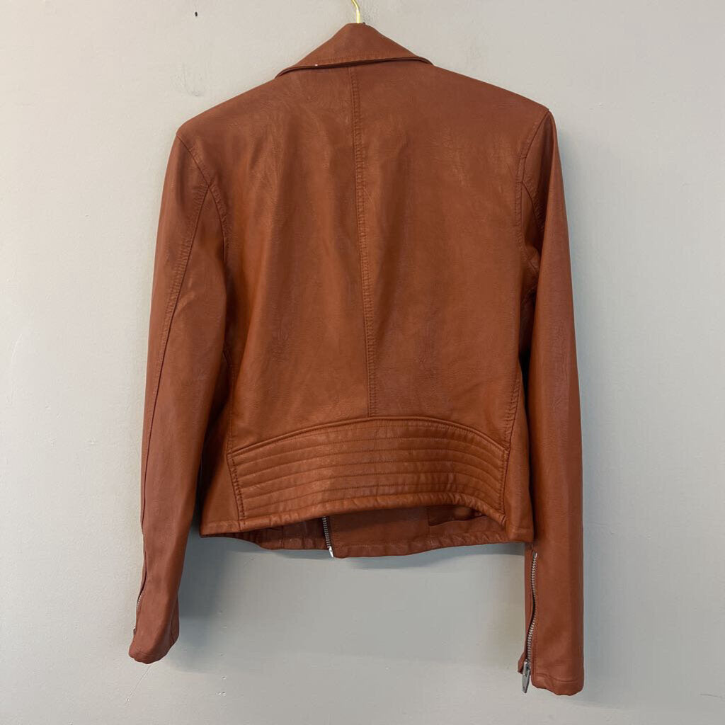 Blank NYC Brown Leather Moto Jacket Large