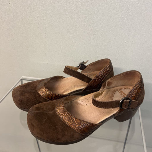 Dansko Brown Suede Mary Jane Heels 37