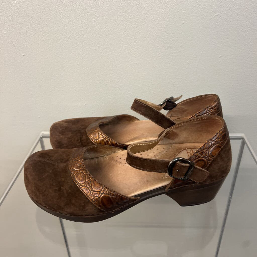 Dansko Brown Suede Mary Jane Heels 37