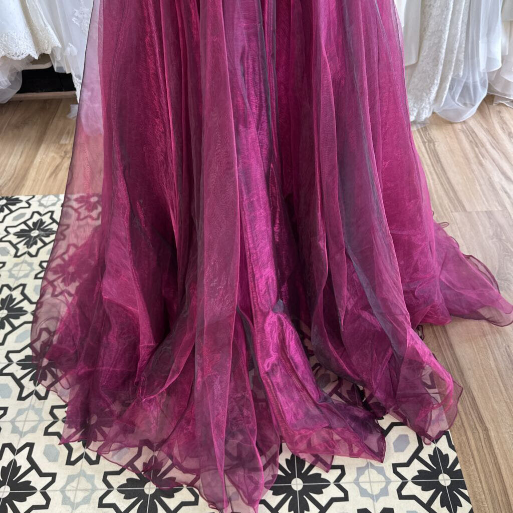 Sherri Hill Berry Beaded Top Full Skirt Shiny Organza 4