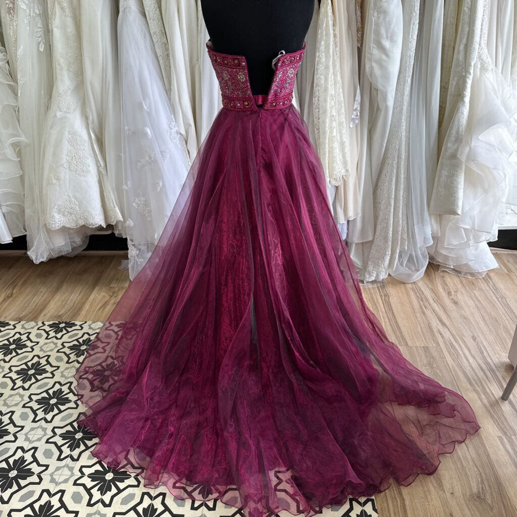 Sherri Hill Berry Beaded Top Full Skirt Shiny Organza 4