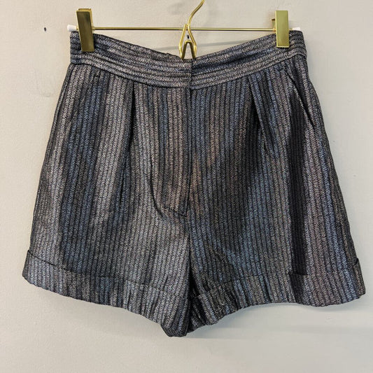 Maje Metallic Silver Shorts 36 (Small)