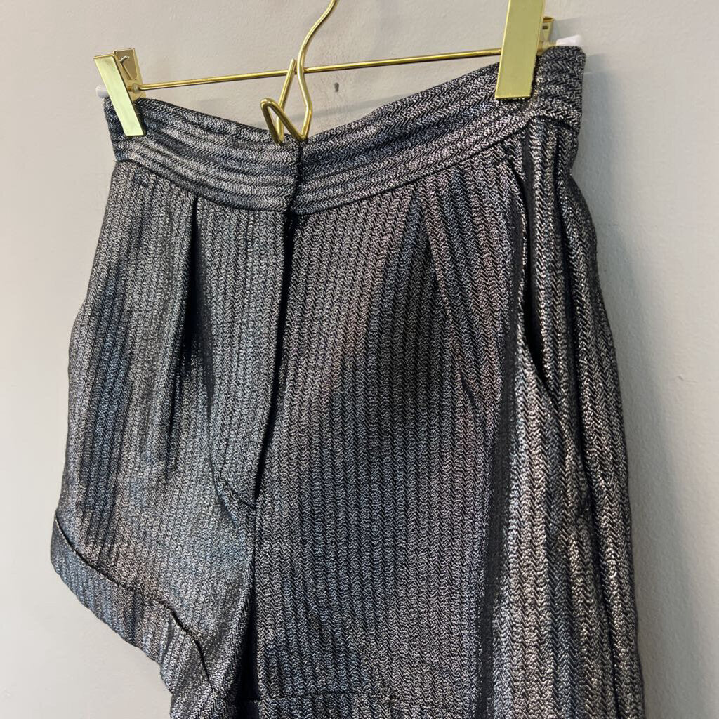 Maje Metallic Silver Shorts 36 (Small)