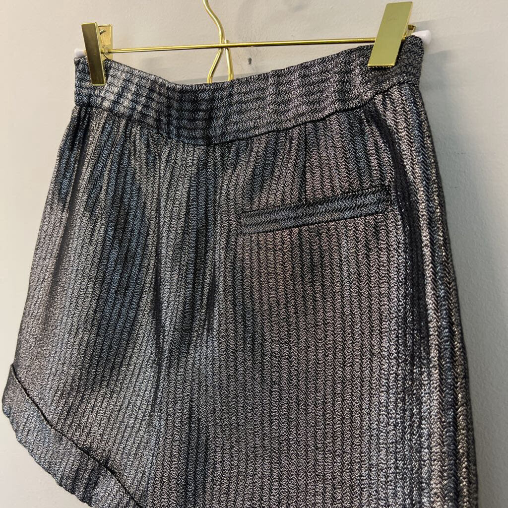 Maje Metallic Silver Shorts 36 (Small)