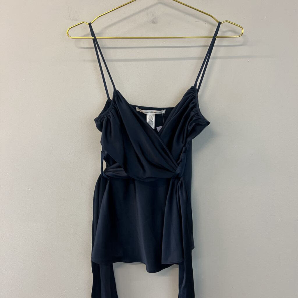 Diane Von Furstenberg Navy Silky Wrap Tank 4