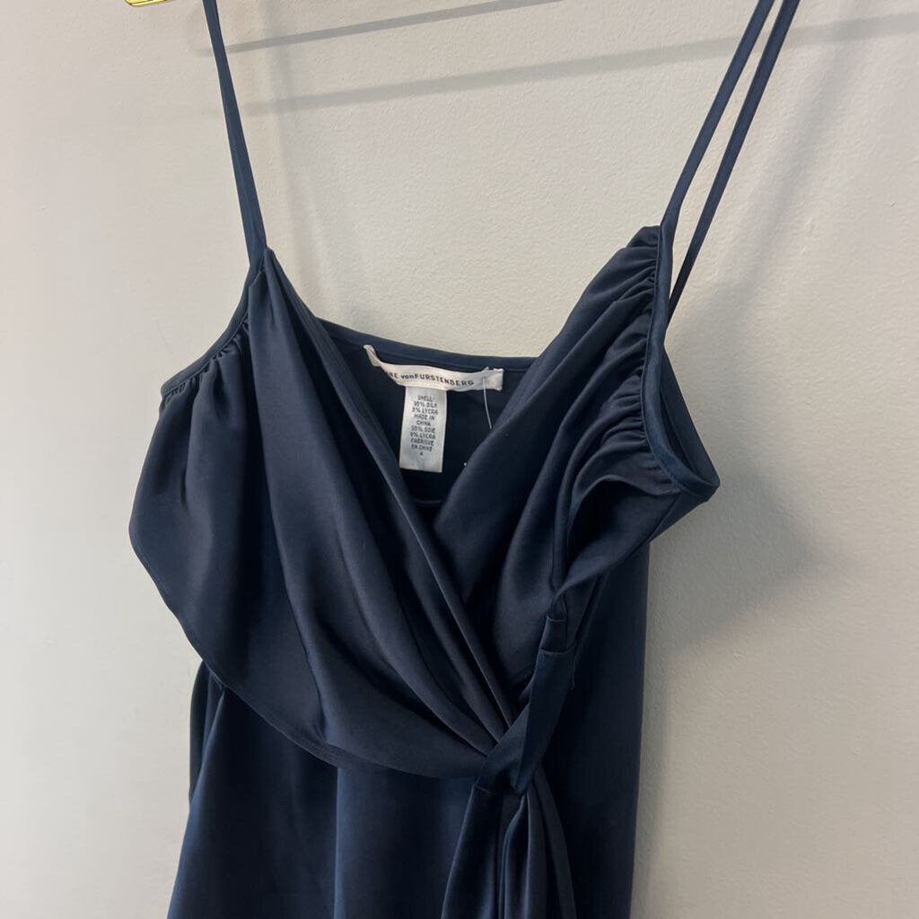 Diane Von Furstenberg Navy Silky Wrap Tank 4