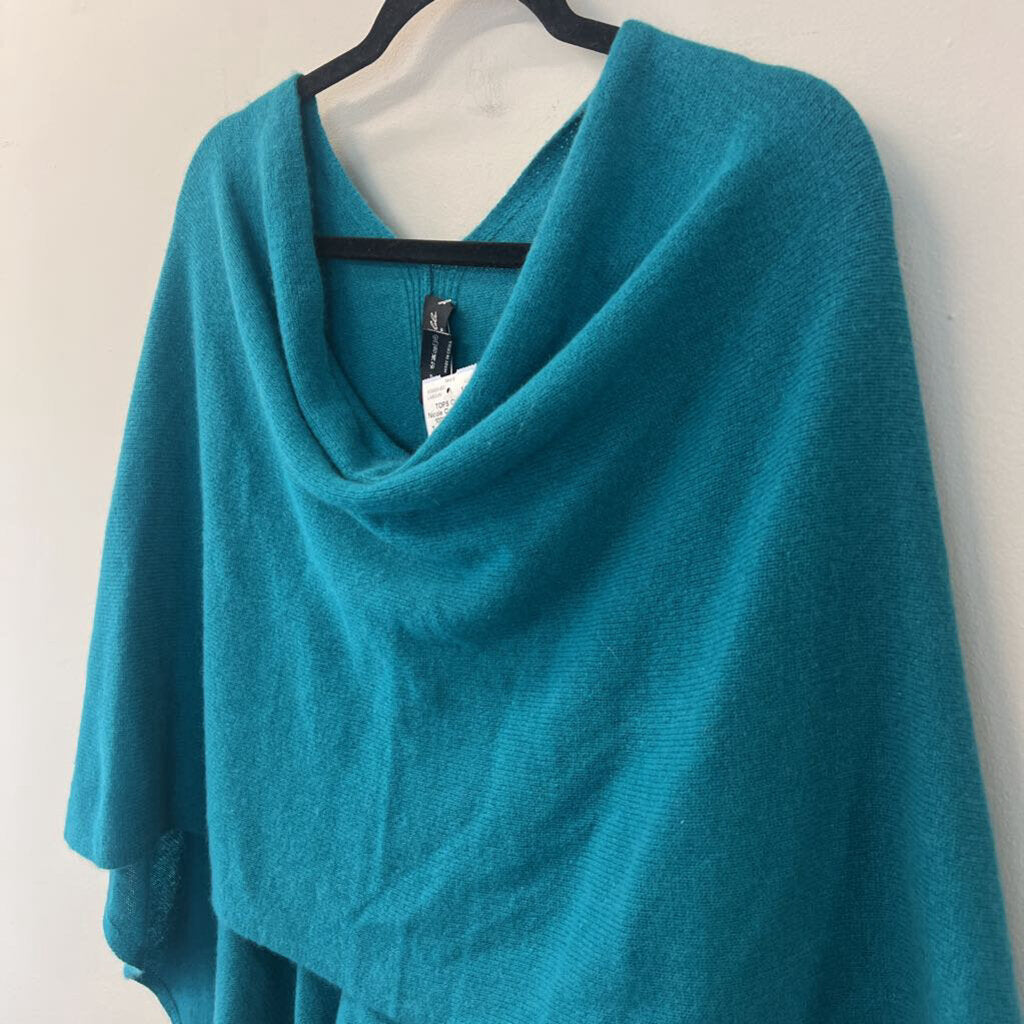 Claudia Nicole 100% Cashmere Teal Wrap Top One Size