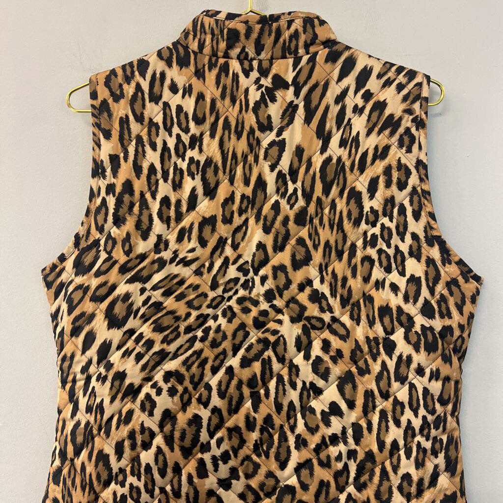 Crown and Ivy Brown Leopard Print Quilted Vest Large