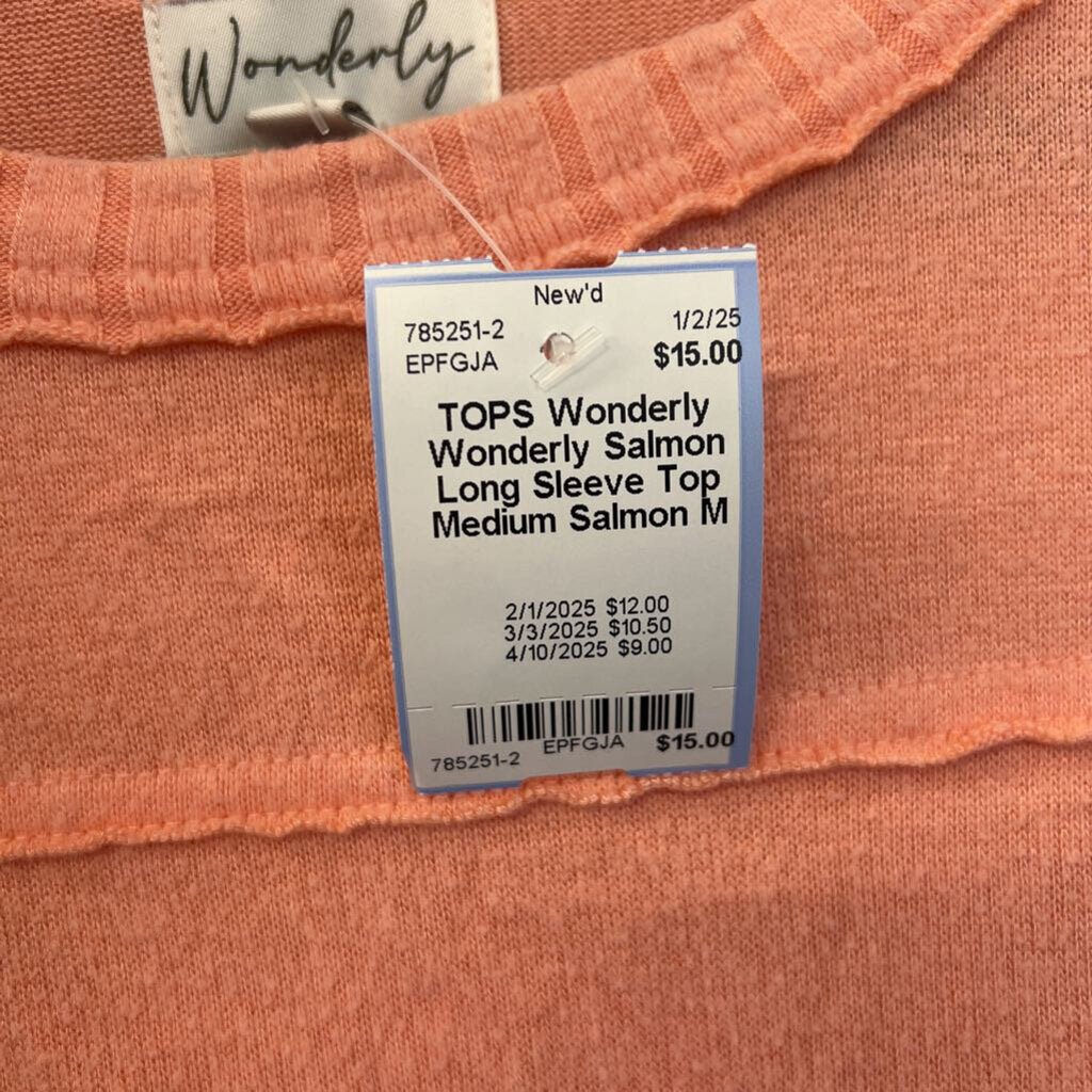 Wonderly Salmon Long Sleeve Top Medium