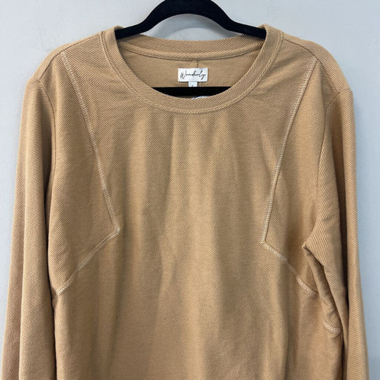 Wonderly Light Brown Long Puff Sleeve Top Large