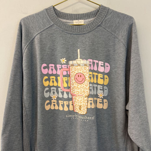 Simply Southern Grey Coffee Graphic Pullover Large