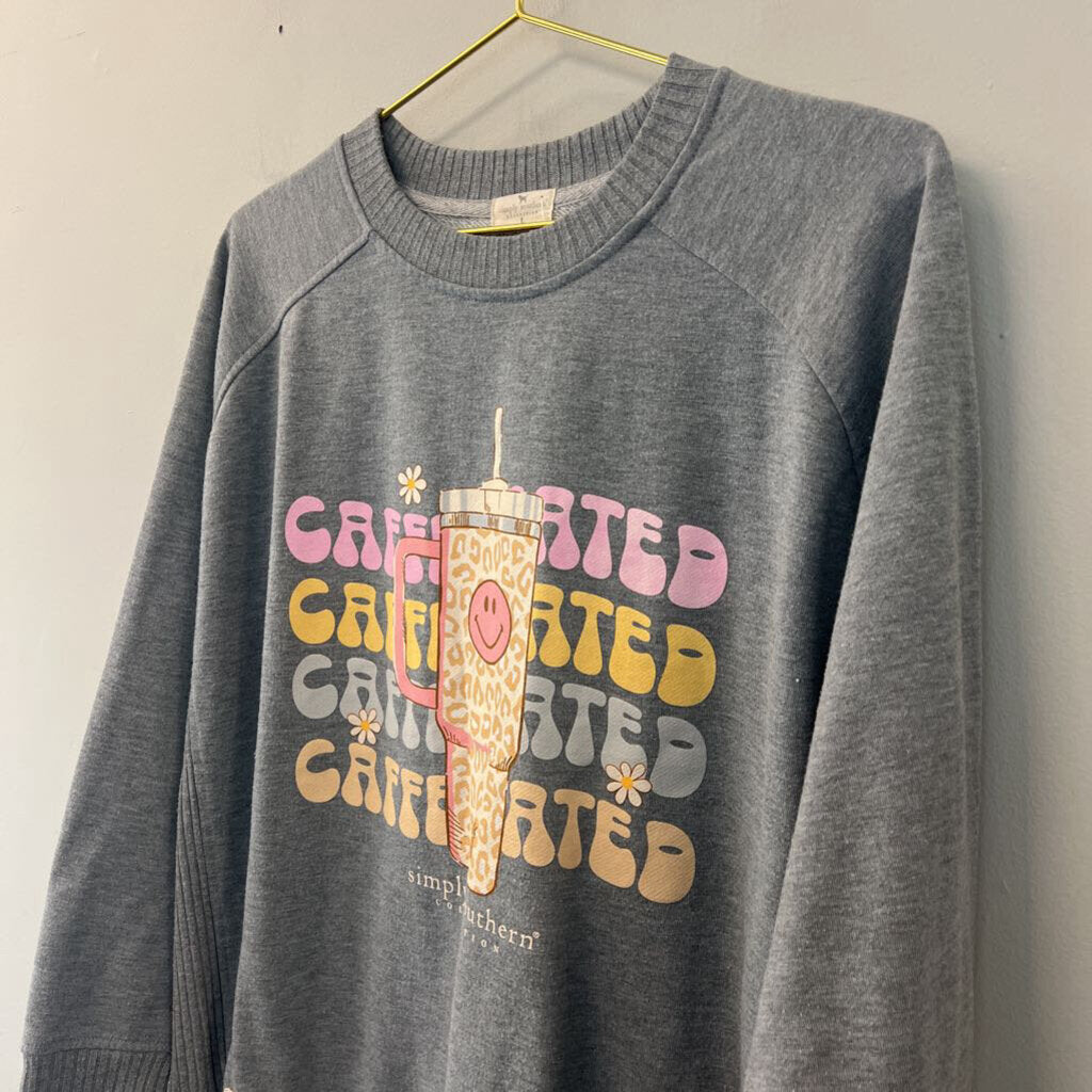 Simply Southern Grey Coffee Graphic Pullover Large