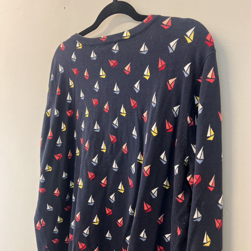 CJ Banks Navy/ Multi Sailboat Print Cardigan 1X