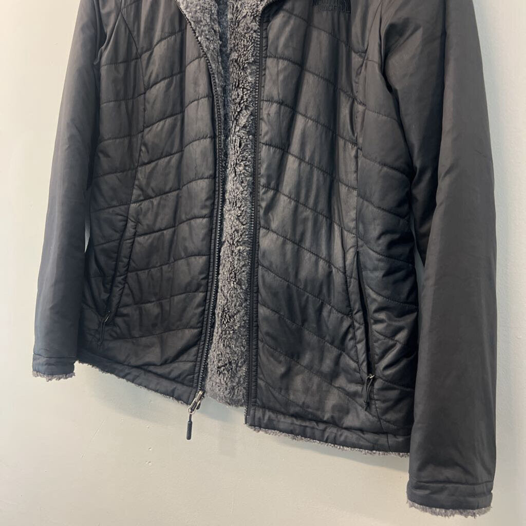 The North Face Black Fleece Lined Quilted Zip Up Reversible MediumJacket