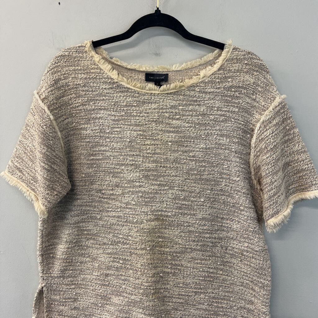 The Limited Beige Tweed Short Sleeve Top Medium