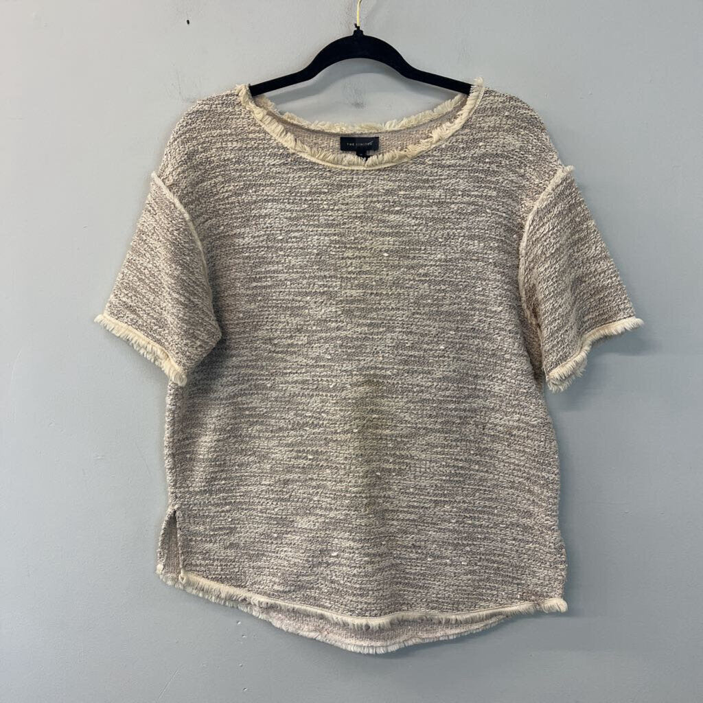 The Limited Beige Tweed Short Sleeve Top Medium