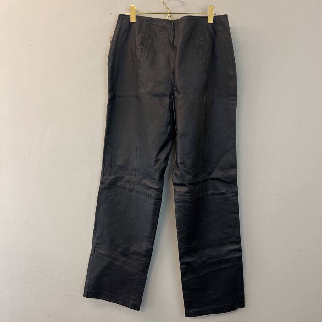 John Paul Richard Black Leather Wide Leg Pants 8