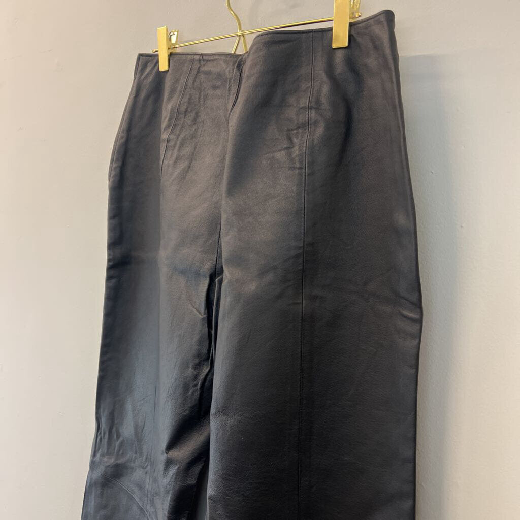 John Paul Richard Black Leather Wide Leg Pants 8