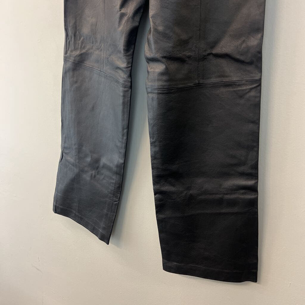 John Paul Richard Black Leather Wide Leg Pants 8