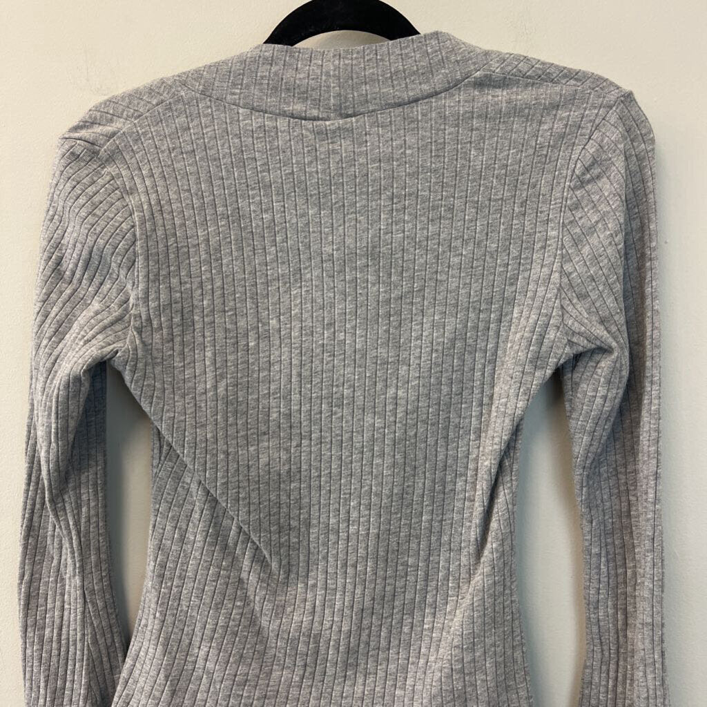 Grey/ White Lace Detail Long Sleeve Top Medium