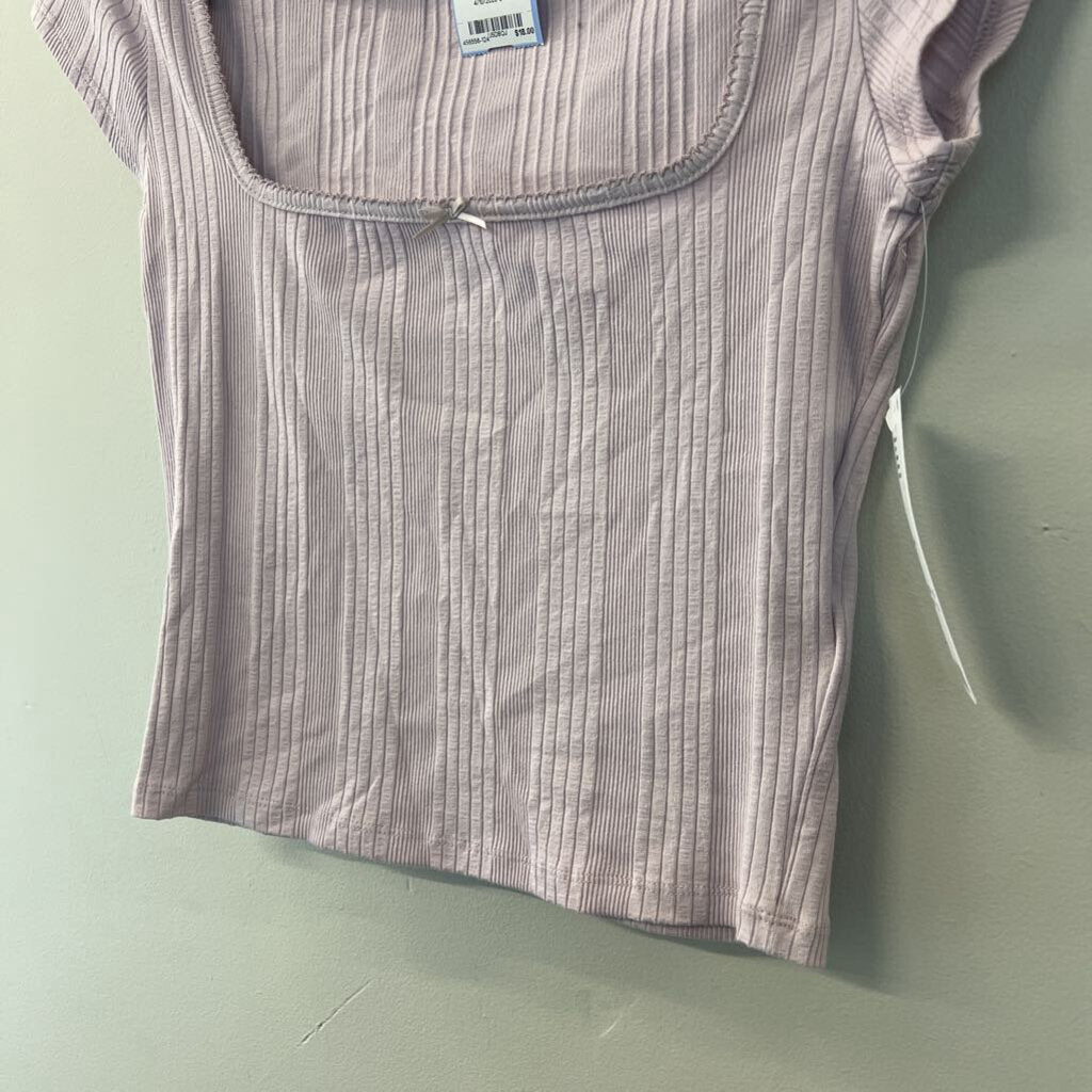 BDG Purple Ribbed Short Sleeve Crop Top Medium