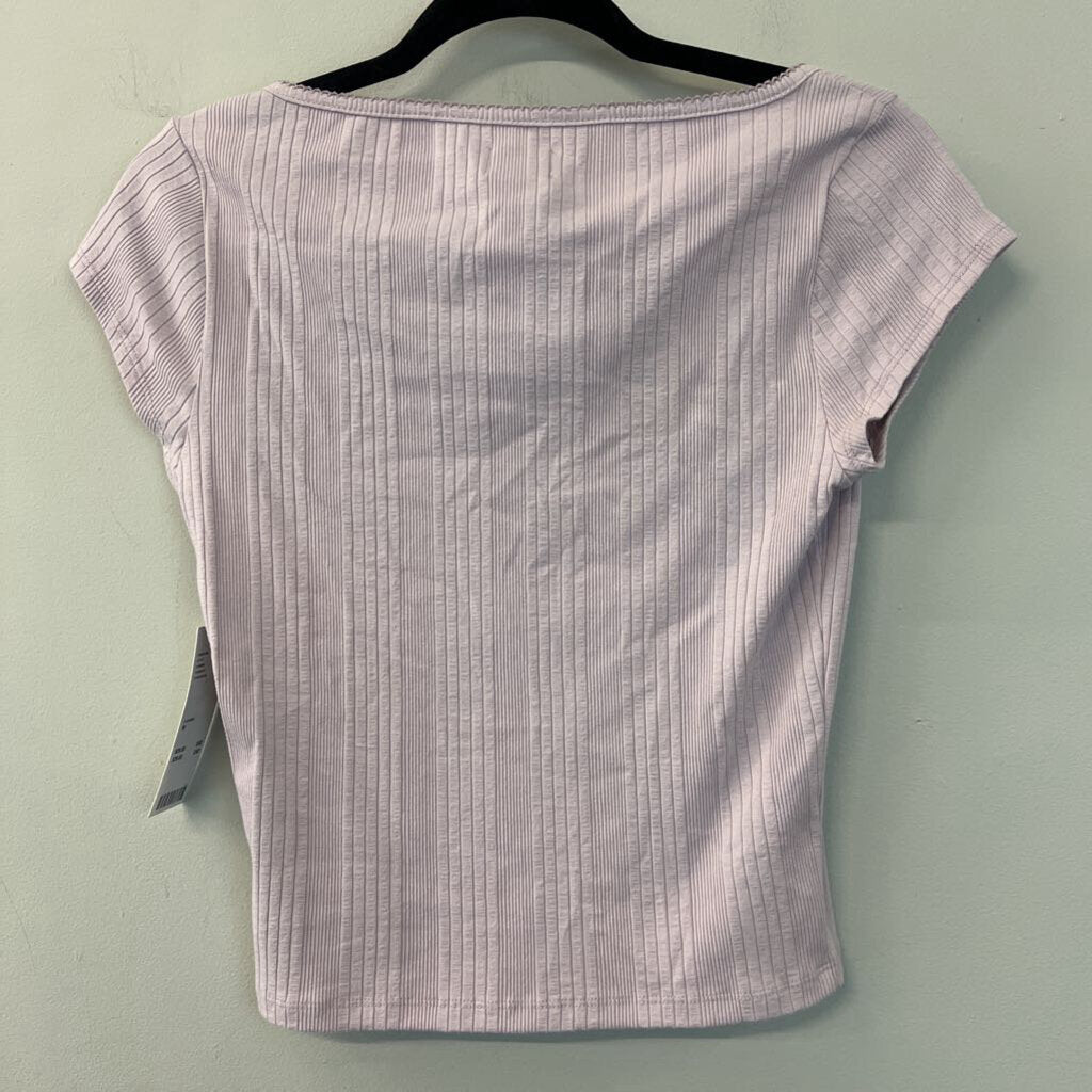 BDG Purple Ribbed Short Sleeve Crop Top Medium