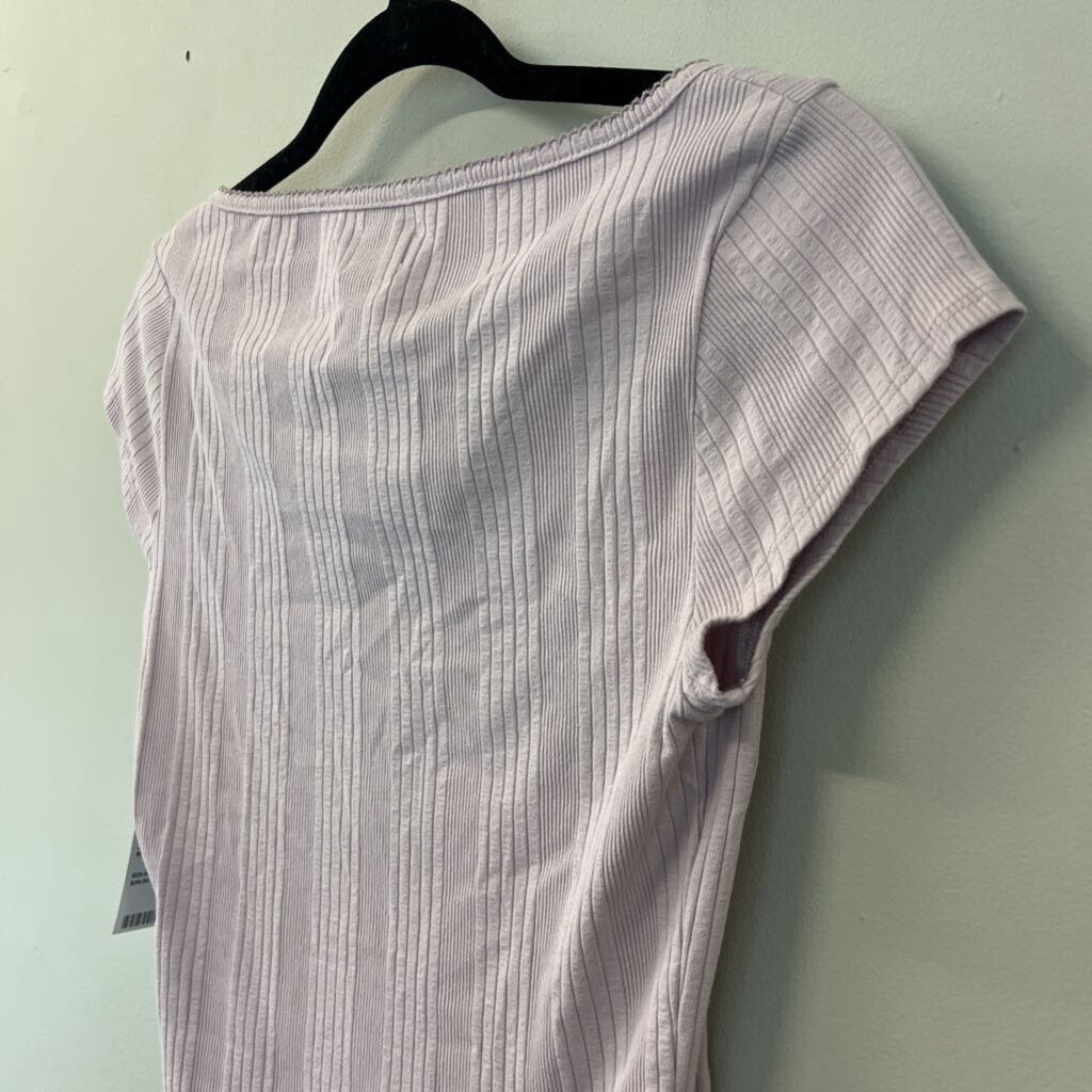 BDG Purple Ribbed Short Sleeve Crop Top Medium