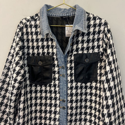 Tribal Jeans Black/ White Gingham/ Denim Jacket Extra Large